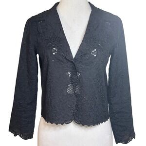 Viintage Tahari Victorian Silk Lace Embroider Short Blazer Jacket 4 Romantic